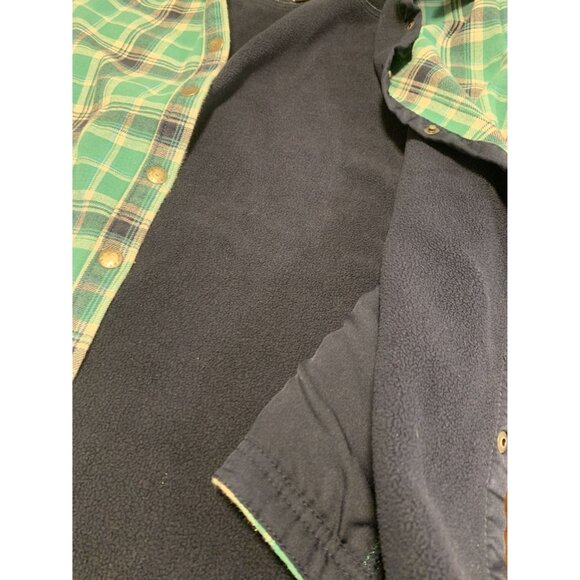 Orvis Teal Flannel Plaid Fleece Lined Shacket Size M Snap Front - Picture 5 of 9